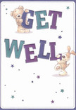 Radiating an aura of optimism familiar to anyone who has sent or received a caring gift in Flower delivery Harrow, this get well card bursts with joyful artistry. Two sweet companions-a teddy bear, plush and inviting, and a spirited puppy with floppy ears-balance atop the oversized, vibrantly coloured letters spelling 'Get Well.' The text itself, rendered in lively indigo and teal, stands boldly against a smooth, cream-white background, its confident design lending a sense of encouragement to the entire composition. Scattered across the card are twinkling stars in layered hues of blue and purple, creating a whimsical, celestial atmosphere reminiscent of Harrow's starlit evenings. The meticulously drawn fur of both animals conveys a palpable softness, almost as if the card could enfold its recipient in a gentle embrace. Like a beautifully arranged bouquet delivered by a trusted Harrow florist, this card sends more than a message-it delivers an emotional remedy, wrapping comfort and kindness around anyone on the road to recovery in the local community.